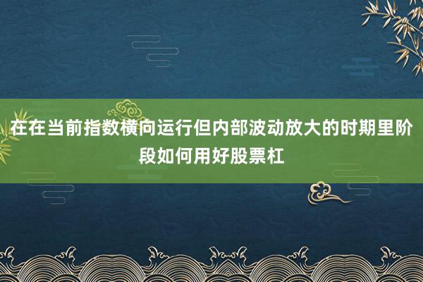 在在当前指数横向运行但内部波动放大的时期里阶段如何用好股票杠
