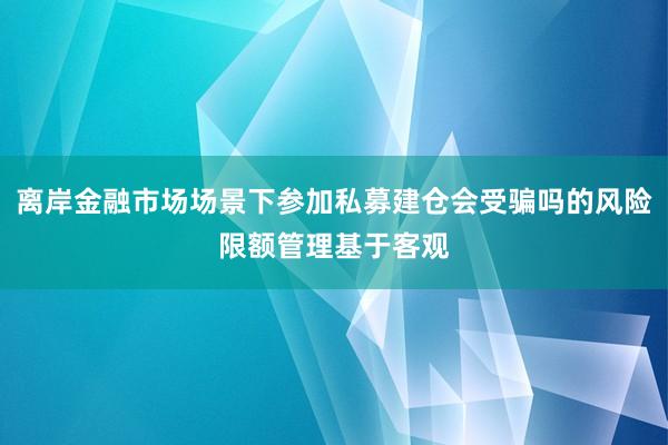 离岸金融市场场景下参加私募建仓会受骗吗的风险限额管理基于客观